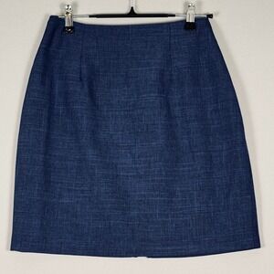 Victoria Ashley Pencil Skirt Women 3/4 Blue Excellent Vintage 90s Y2K Textured